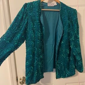 Laurence Kazar Teal Sequin Jacket